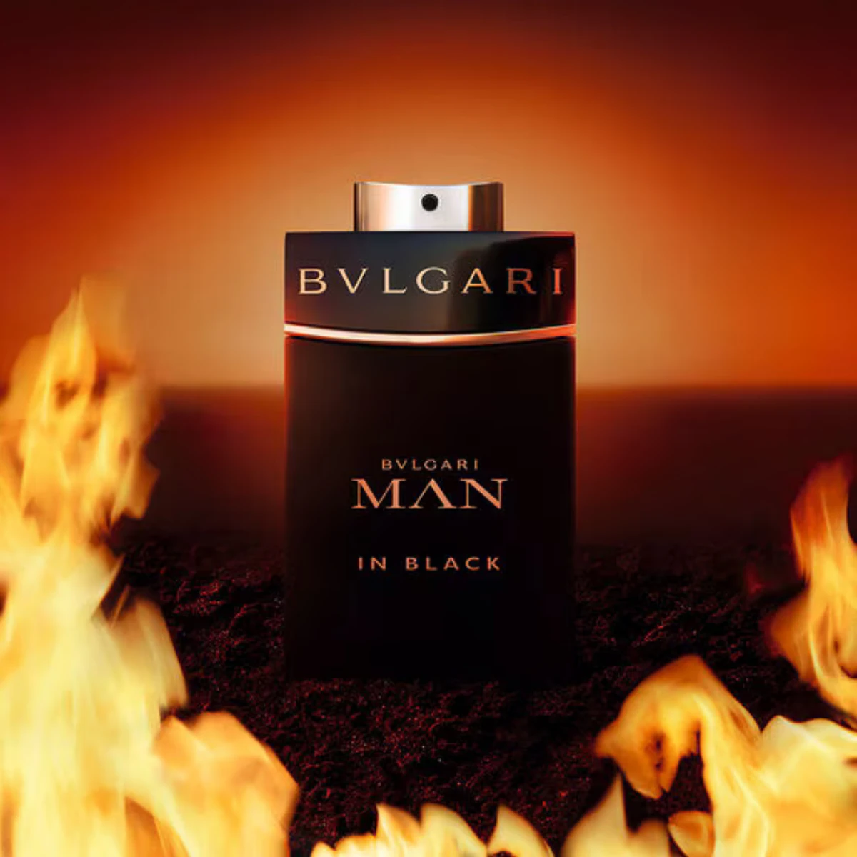 Man in Black against firelight