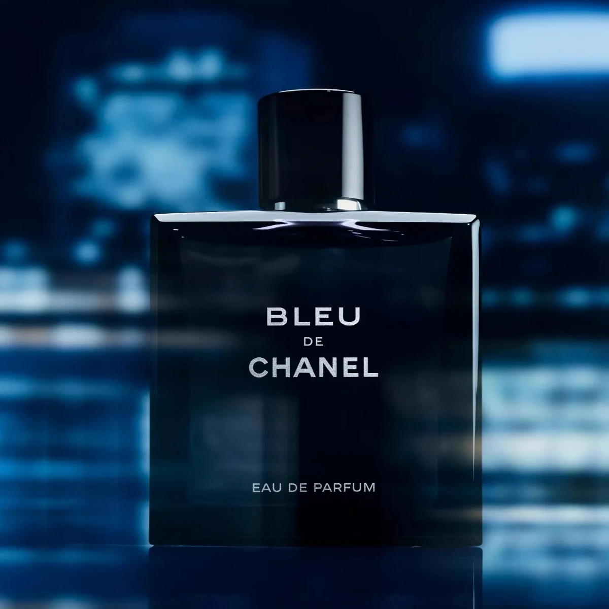 Bleu de Chanel against city lights